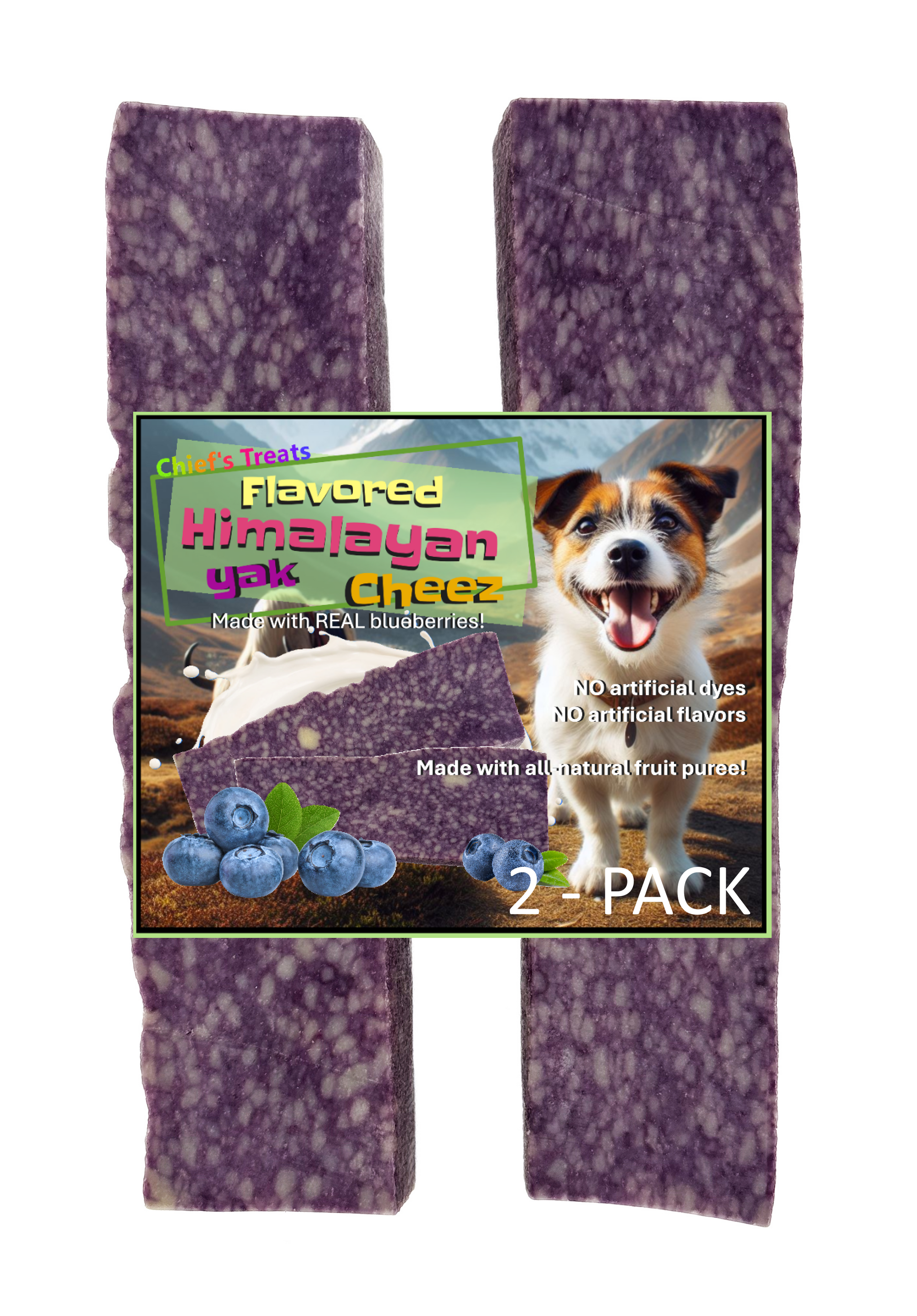 Blueberry Flavored Yak Cheese Chew - Made with REAL BLUEBERRY Puree
