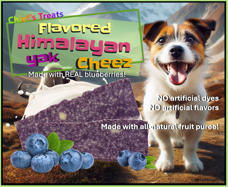 Blueberry Flavored Yak Cheese Chew - Made with REAL BLUEBERRY Puree