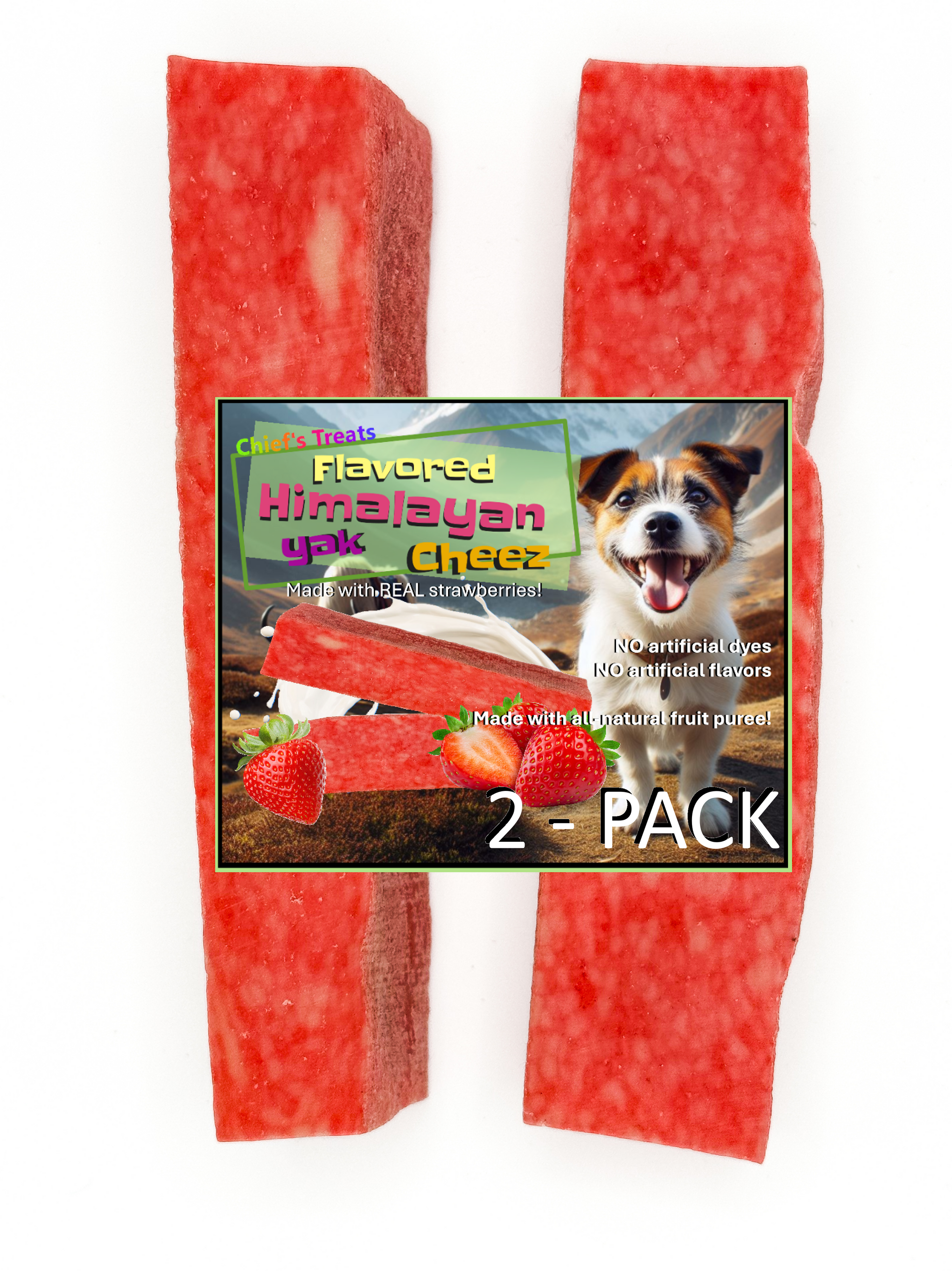 Strawberry Flavored Yak Cheese Chew - made with REAL STRAWBERRY Puree