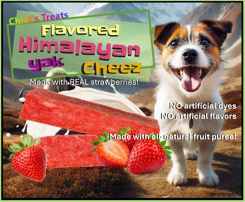 Strawberry Flavored Yak Cheese Chew - made with REAL STRAWBERRY Puree